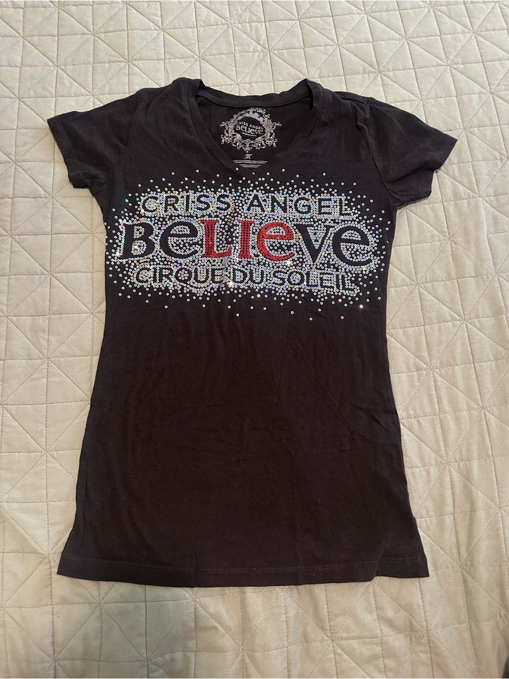 Criss Angel Believe Rhinestone Graphic Tee Y2K Size M